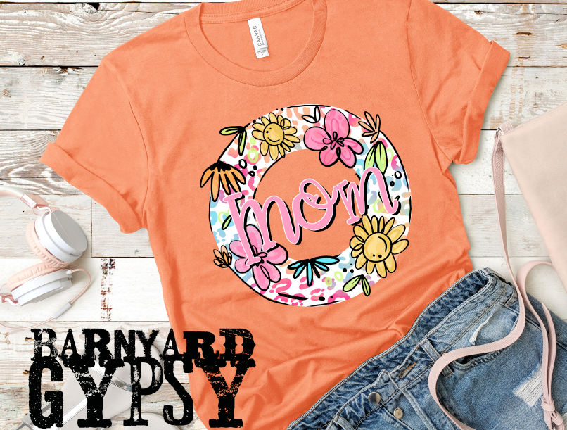 Leopard and Flower Grandma/Mom/Custom * Finished T-Shirt