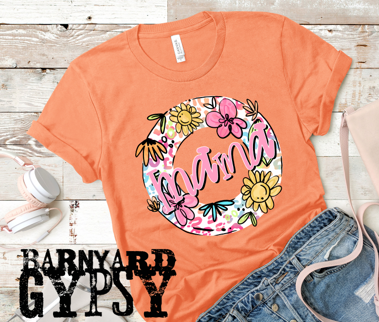 Leopard and Flower Grandma/Mom/Custom * Finished T-Shirt